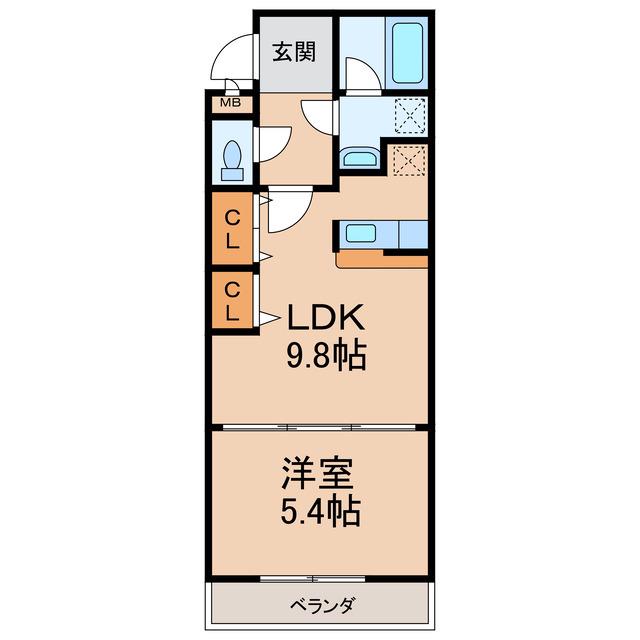ロックブリッジ(1LDK/2階)の間取り写真