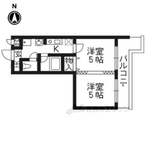 Mプラザ大住参番館(2K/3階)の間取り写真