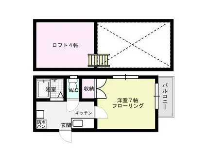 ファミール吉塚(1K/2階)の間取り写真