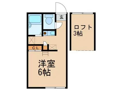 ＪＲ宇都宮線 石橋駅(栃木) 徒歩21分 2階建 築27年(1K/1階)の間取り写真