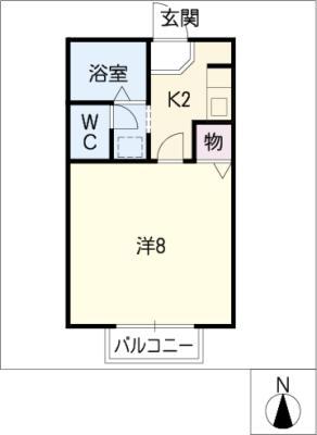 SEJOUR青山(1K/2階)の間取り写真
