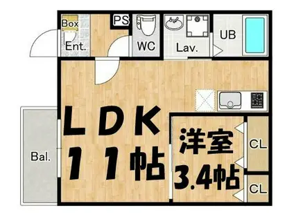 ジーメゾン春日部小渕(1LDK/2階)の間取り写真
