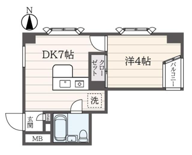 サンピア平塚(1DK/2階)の間取り写真