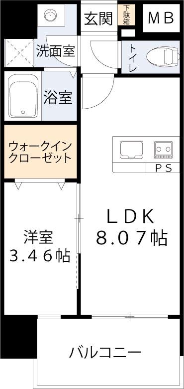 アートレジデンス吉野(1LDK/2階)の間取り写真