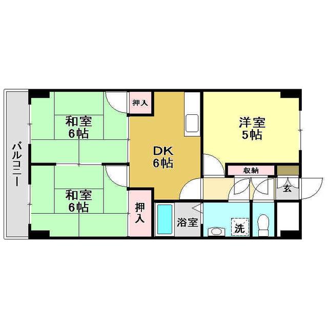 パレスハイツ萩野(3DK/3階)の間取り写真