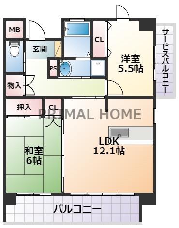 リヴァージュ ユイット神奈川(2LDK/6階)の間取り写真