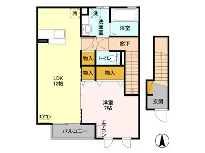 ソルトーレ エルマーナ(1LDK/2階)の間取り写真