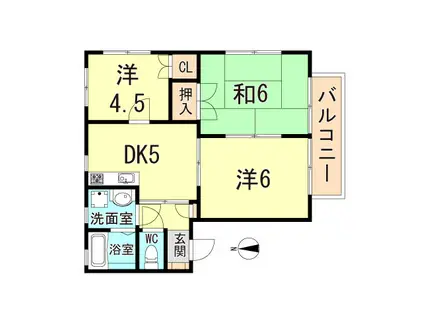 メゾン・ドゥ西山(3DK/2階)の間取り写真