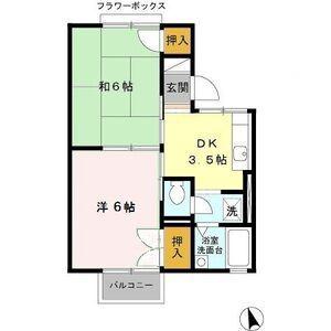ファミールユタカ B(2K/2階)の間取り写真