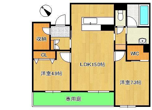 シャーメゾンシエロ(2LDK/1階)の間取り写真