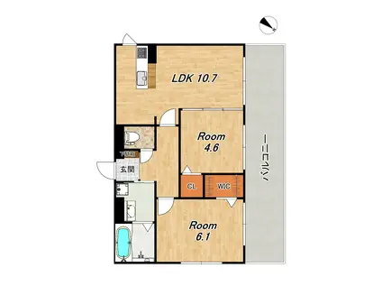 リバティスクエア楓(2LDK/2階)の間取り写真