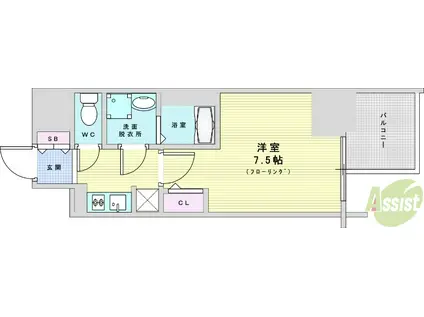 コンフォリア・リヴ新大阪ウエスト(1K/11階)の間取り写真