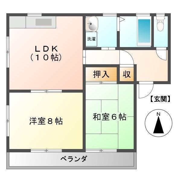 ＪＲ宇野線 常山駅 徒歩25分 2階建 築24年(2LDK/2階)の間取り写真