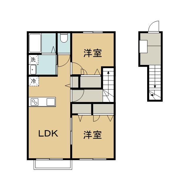 WILL桜(2LDK/2階)の間取り写真
