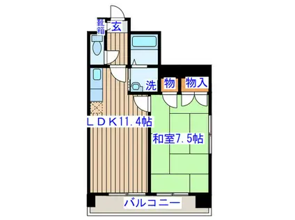 第十一銅谷ビル(1LDK/2階)の間取り写真