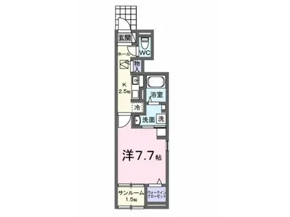 キャトル サン オンズ(1K/1階)の間取り写真