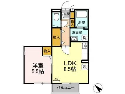 BLOOMING新井田(1LDK/2階)の間取り写真