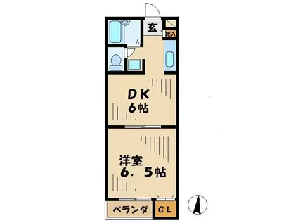 サニーフラット(1DK/1階)の間取り写真