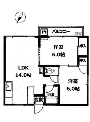 オリーブコート東川口A(2LDK/2階)の間取り写真