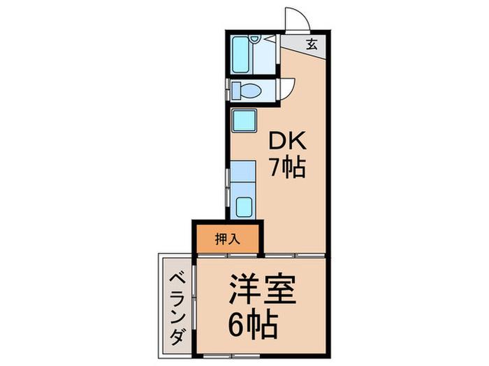 ビレッジ中落合(1DK/1階)の間取り写真