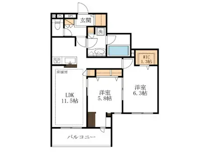 LE RUAHレルーア(2LDK/2階)の間取り写真