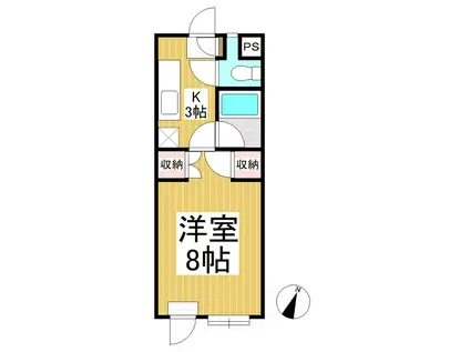 コーポ若林(1K/1階)の間取り写真