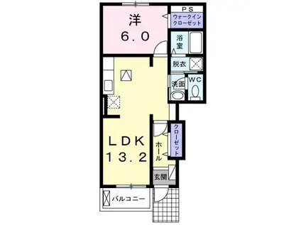 メイプル・アイ(1LDK/1階)の間取り写真