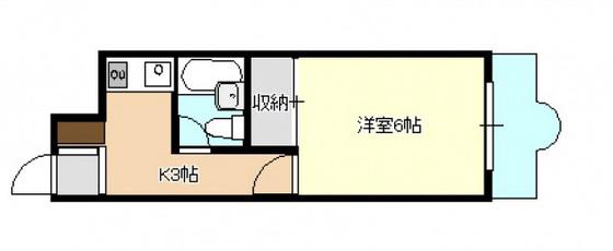 チェリス牛田(1K/4階)の間取り写真