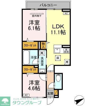 NUEVA VIDA(2LDK/1階)の間取り写真