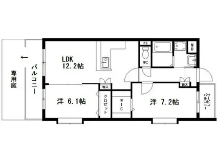 サンリーフ手越(2LDK/1階)の間取り写真