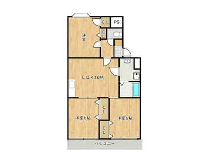峰塚マンション(2LDK/3階)の間取り写真