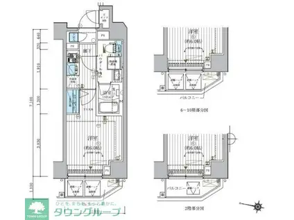 メインステージ松戸(1K/6階)の間取り写真