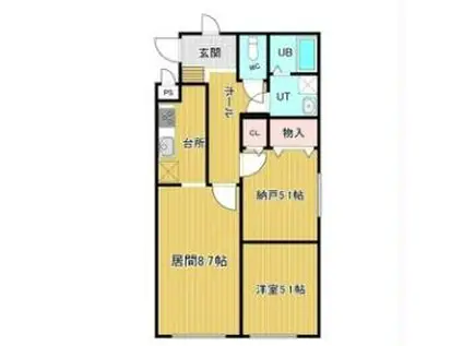 リバティ湯浜(2LDK/3階)の間取り写真