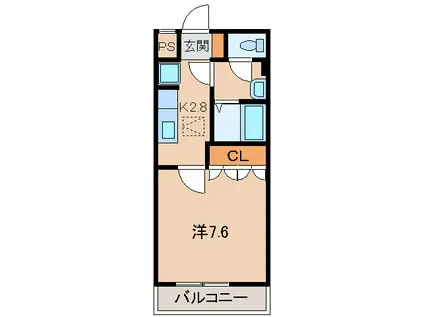 グランクール(1K/1階)の間取り写真