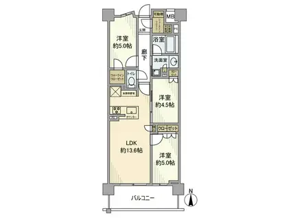 オープンレジデンシア桜山ヒルズ(3LDK/3階)の間取り写真