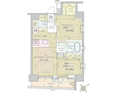 レビスタ白金高輪(1LDK/14階)の間取り写真