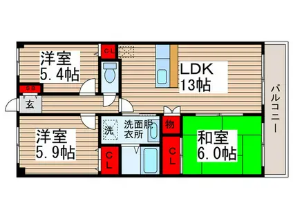 アバンドーネ高橋(3LDK/3階)の間取り写真