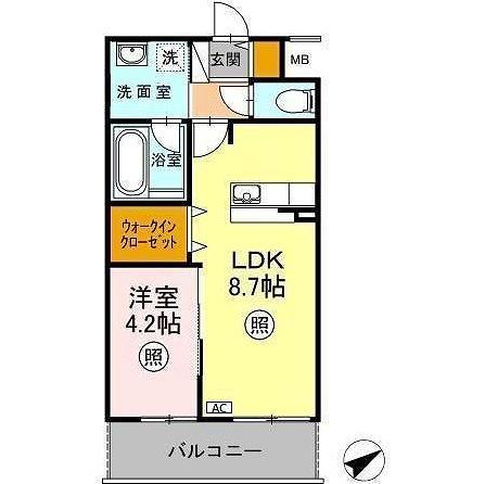 四季荘(1LDK/3階)の間取り写真