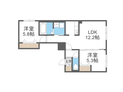 フローリス(2LDK/1階)の間取り写真