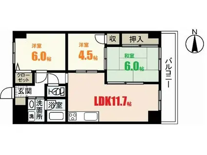 シャルマン財官II(3LDK/6階)の間取り写真