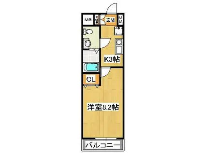 らふぃね壱番館(1K/4階)の間取り写真