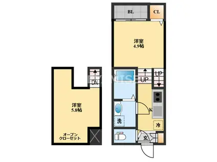MODERN PALAZZO 貝津FAVEUR(1SK/1階)の間取り写真