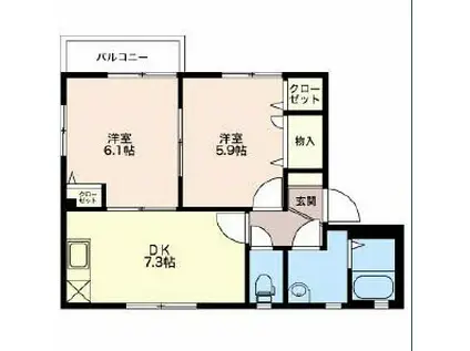 セントエルモス(2DK/1階)の間取り写真