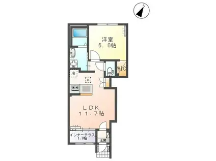 ユリシス(1LDK/1階)の間取り写真