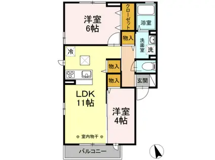 ジュ・マルティIII(2LDK/1階)の間取り写真