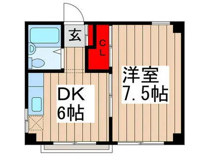 パ-クヒルズ丸山(1DK/3階)の間取り写真