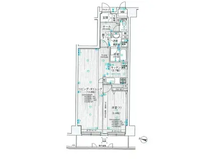 ロイヤルステーション中村橋(1LDK/11階)の間取り写真