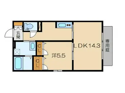 シャーメゾン ハイクレア(1LDK/1階)の間取り写真