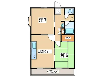 クリエールワコー本牧II(2LDK/2階)の間取り写真