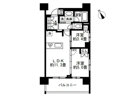 セルアージュ南藤沢グラース(2LDK/10階)の間取り写真